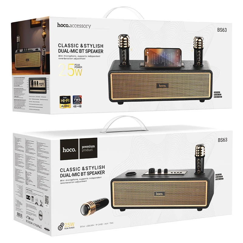 Беспроводная bluetooth-колонка hoco bs63 graceful с двумя микрофонами, черная. 2