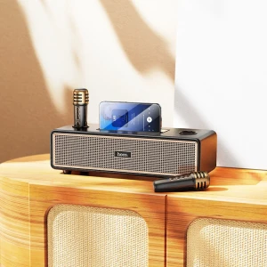 Беспроводная bluetooth-колонка hoco bs63 graceful с двумя микрофонами, черная.
