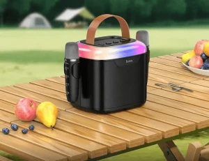 Boxă hoco ds69 vessel rgb bt cu două microfoane, neagră Thumbnail 2