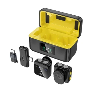 Microfon digital wireless hoco l17 cu lavalieră magnetică cu microfon dual (ip/type-c) negru