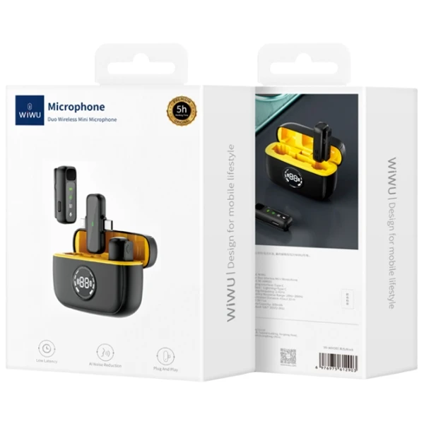 Mini microfon wiwu 2 în 1 wi-wm003 negru 3