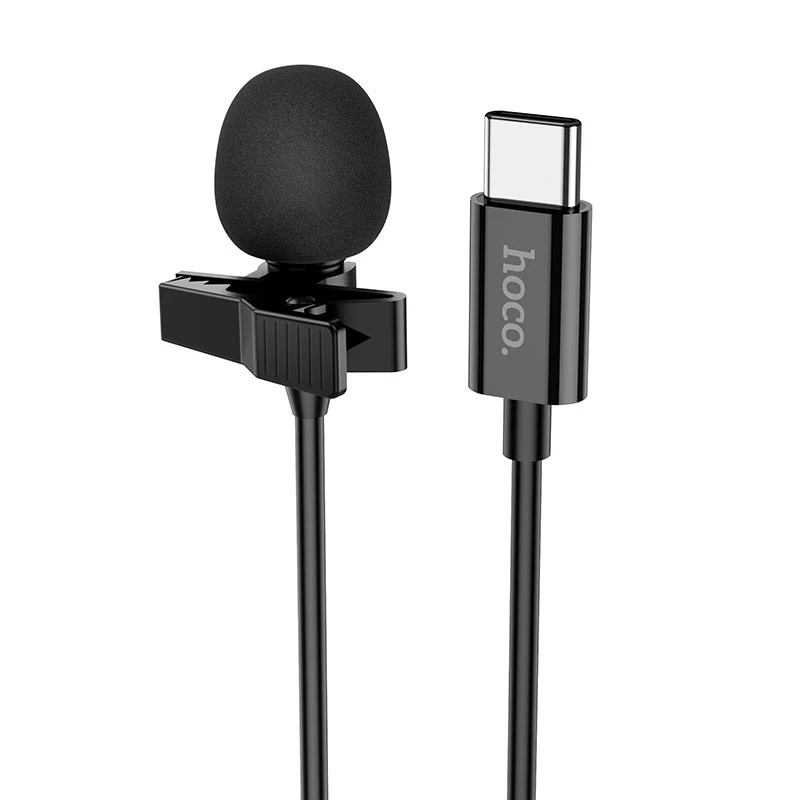 Петличный микрофон hoco l14 type-c, черный 2