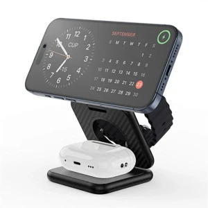 Încărcător wireless wiwu mag go 3 în 1 wi-w035 negru