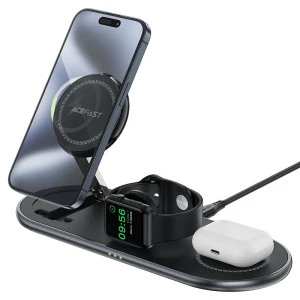 Suport de încărcare wireless 3 în 1 pentru birou acefast e19 qi2, negru Thumbnail 3