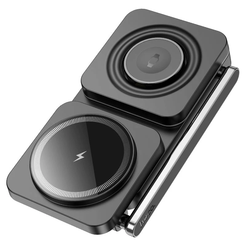 Încărcător rapid wireless pliabil hoco cq10 consuelo 3 în 1, negru 3