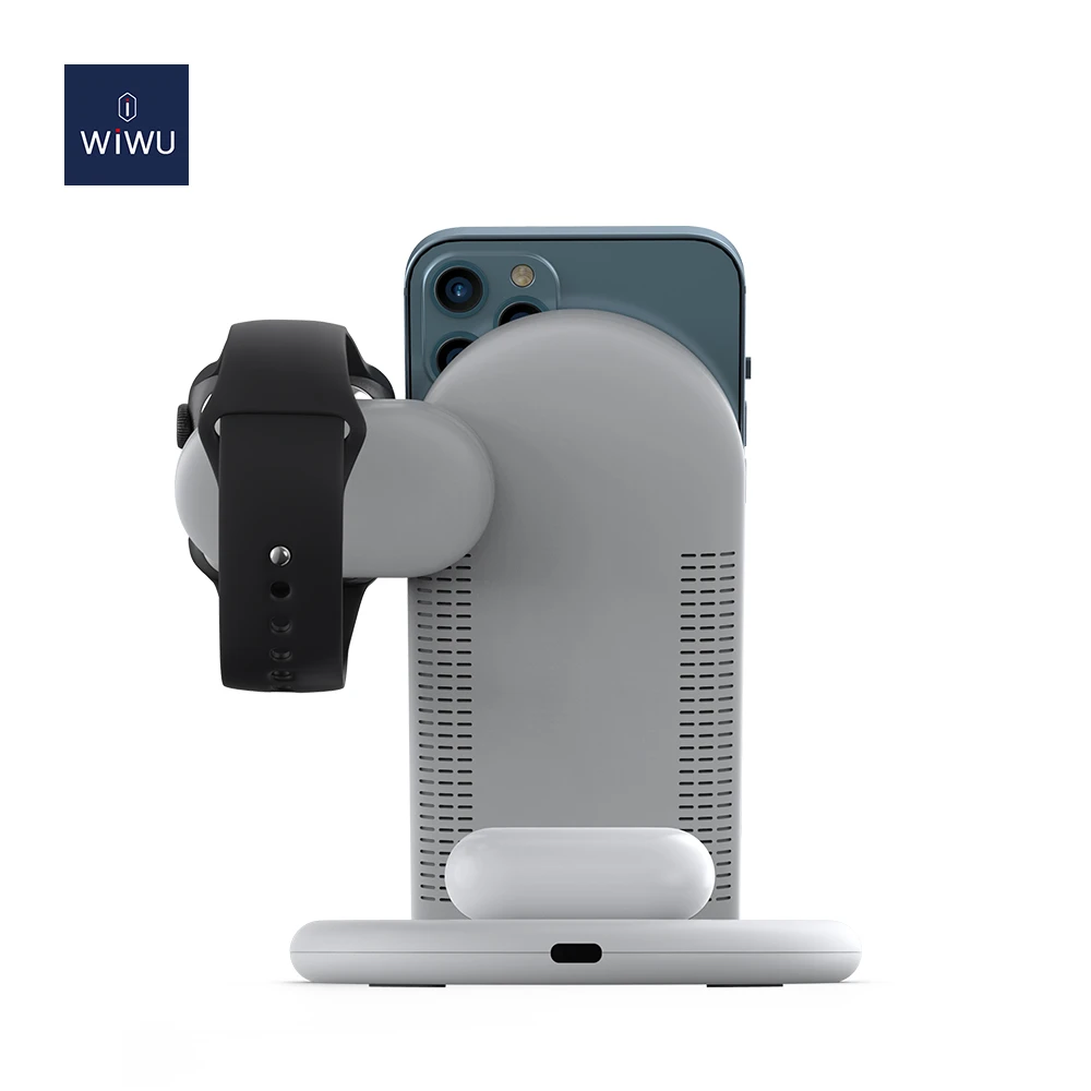 Беспроводное зарядное устройство wiwu power air 3-в-1, белое. 8