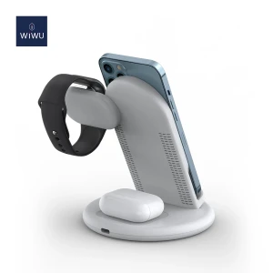 Încărcător wireless wiwu power air 3 în 1, alb