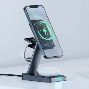 Беспроводная зарядная подставка acefast e3 для настольного использования, три в одном, черная. Thumbnail 3
