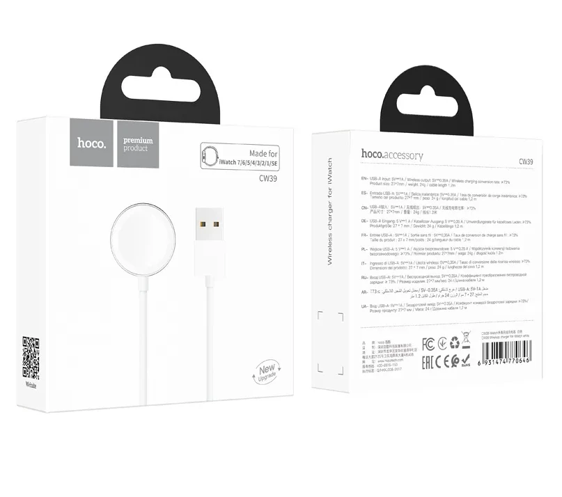 Беспроводное зарядное устройство hoco cw39 для iwatch, белое. 3