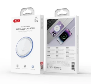 Încărcător wireless magnetic de birou xo cx042 cu lumină albastră, 15w, alb Thumbnail 2