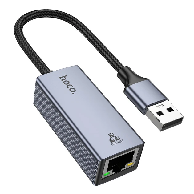 Adaptor usb ethernet hoco ua37 (1000 mbps) gri metalizat 2