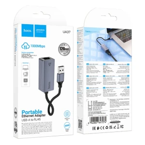 Adaptor usb ethernet hoco ua37 (1000 mbps) gri metalizat Thumbnail 2