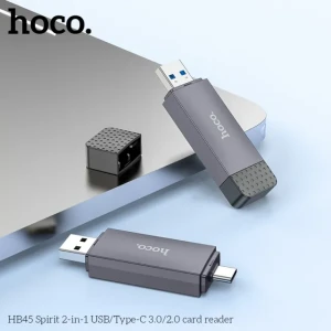 Кардридер hoco hb45 spirit 2-в-1 usb/type-c 2.0, металлический серый Thumbnail 2