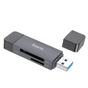 Кардридер hoco hb45 spirit 2-в-1 usb/type-c 2.0, металлический серый