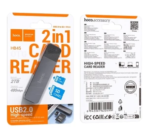 Кардридер hoco hb45 spirit 2-в-1 usb/type-c 2.0, металлический серый Thumbnail 3