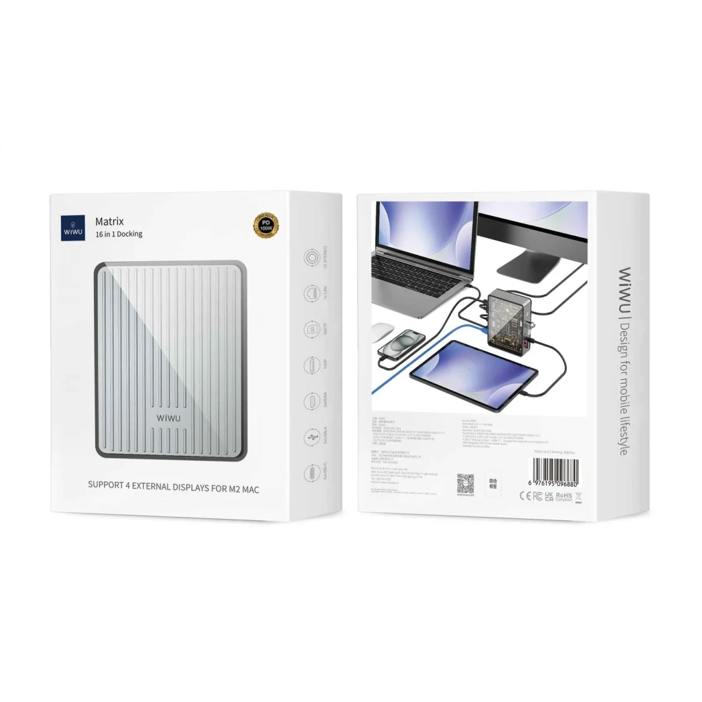 Док-станция wiwu matrix 16 в 1 w1601 серого цвета 3