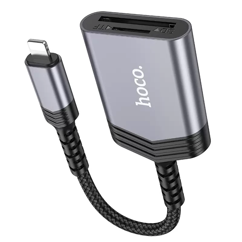 Кардридер hoco ua25 2-в-1, ip-порт, металлический серый 2