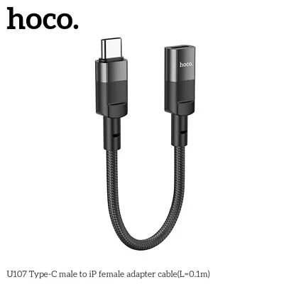 Кабель-адаптер hoco u107 type-c «папа» — ip «мама» (длина = 0,1 м), черный. 3