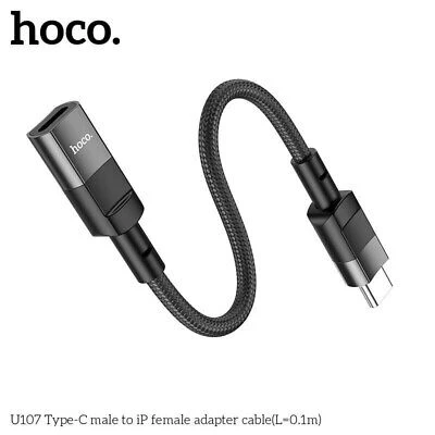 Кабель-адаптер hoco u107 type-c «папа» — ip «мама» (длина = 0,1 м), черный. 2