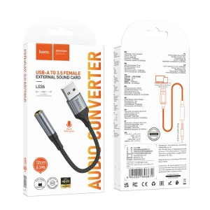 Placă de sunet externă hoco ls36 fresh, usb la 3.5, neagră Thumbnail 5