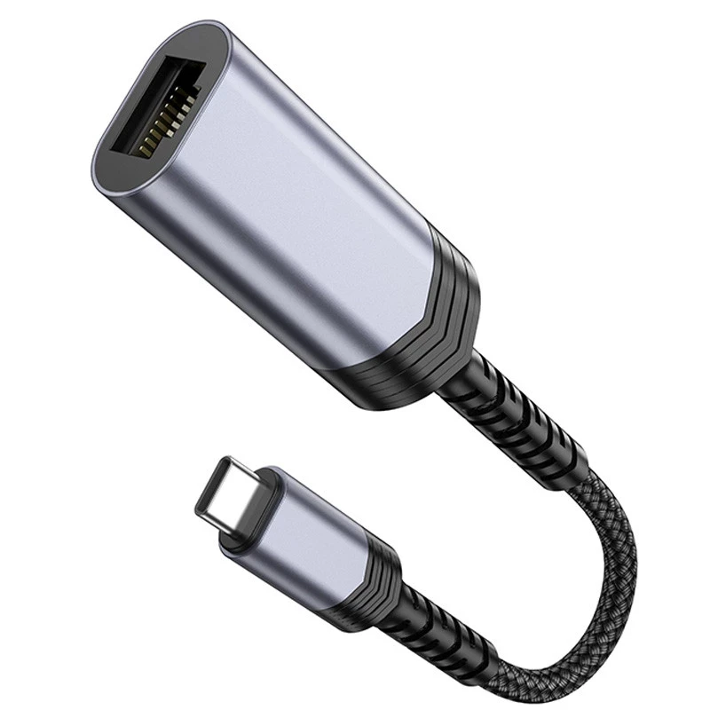 Adaptor ethernet hoco ua26 type-c (100 mbps) gri metalizat 3