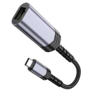 Adaptor ethernet hoco ua26 type-c (100 mbps) gri metalizat Thumbnail 3