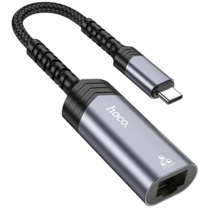 Адаптер ethernet hoco ua26 type-c (100 мбит/с), металлический серый
