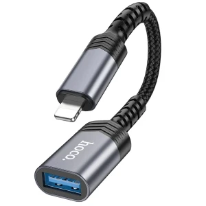 Convertor hoco ua24 ip mascul la usb mamă 2.0 gri metalic Thumbnail 2