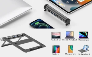 Suport pentru laptop wiwu 2 in1 si hub a821ch gri
