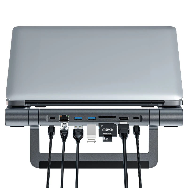 Acefast e5 plus suport multifuncțional usb-c hub pentru laptop, gri spațial 3