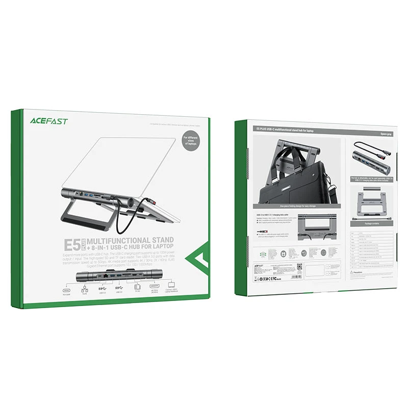Acefast e5 plus suport multifuncțional usb-c hub pentru laptop, gri spațial 8