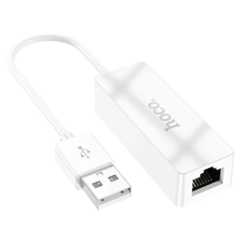Usb-адаптер ethernet hoco ua22 acquire (100 мбит/с) белого цвета 2