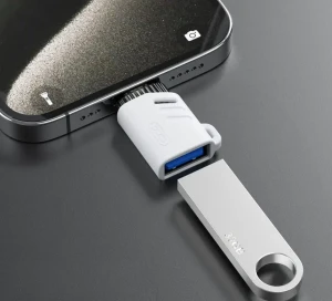 Adaptor xo nb256a usb-a mamă la apple otg (cu șnur) alb Thumbnail 2