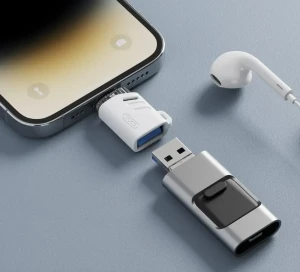 Adaptor xo nb256a usb-a mamă la apple otg (cu șnur) alb