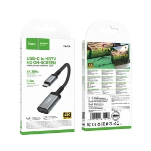 Cablu de conversie hoco ua43a type-c la hdtv gri metalic Thumbnail 2