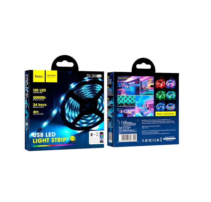 Светодиодная лента hoco dl30 plus usb с изменяемым цветом подсветки (длина = 4 м), черная. 4