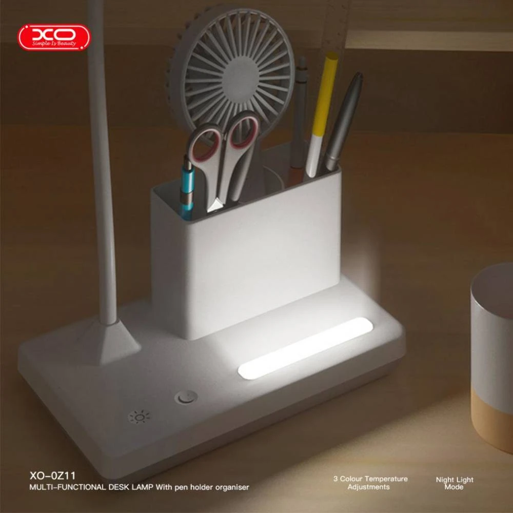 Lampă de masă cu creion xo oz11 cu 3 culori, viteză multiplă, cu lumină de noapte, 2400mah, albă 2