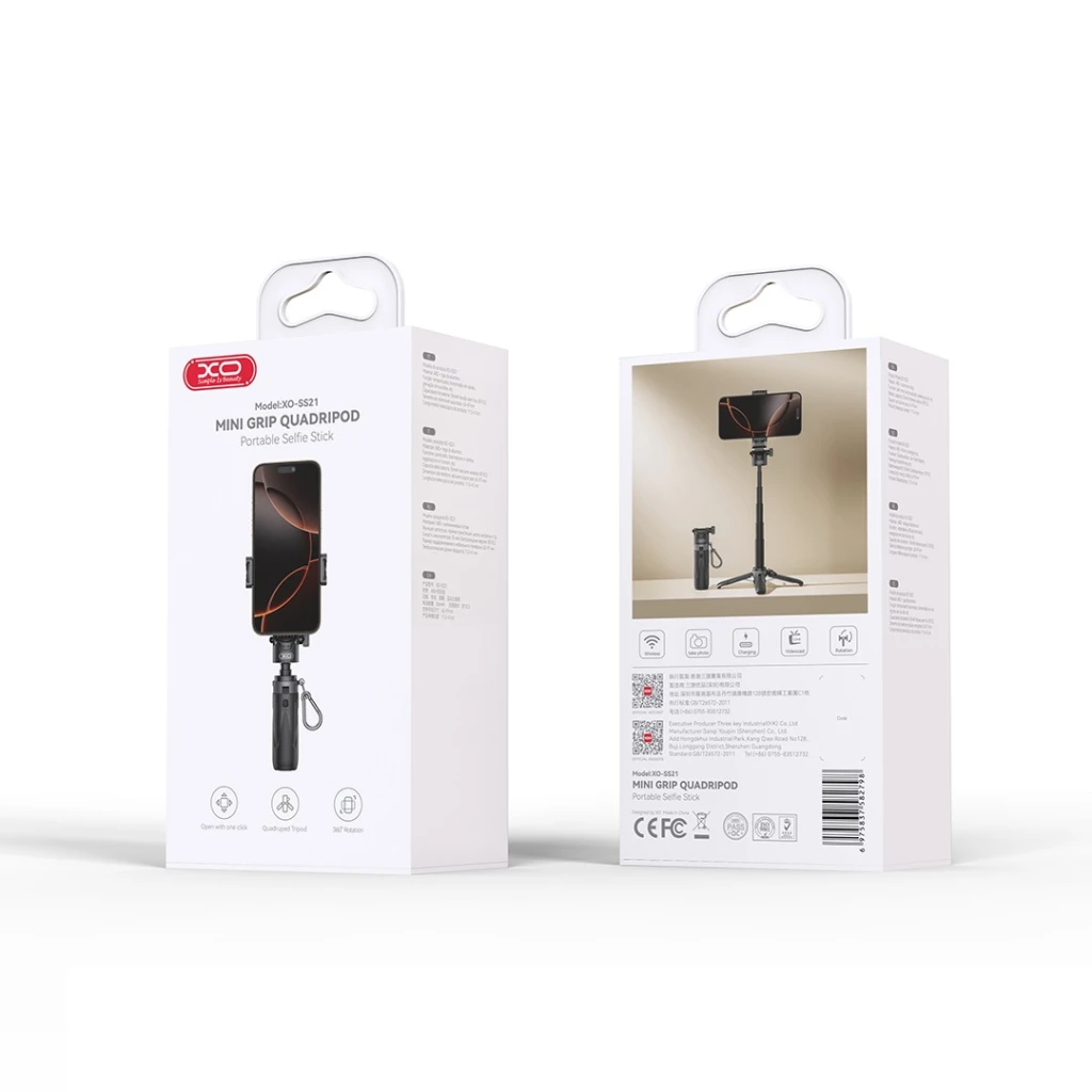 Xo ss21 3-в-1 многофункциональная мини-селфи-палка с bluetooth / вспомогательное устройство для камеры, черная 3