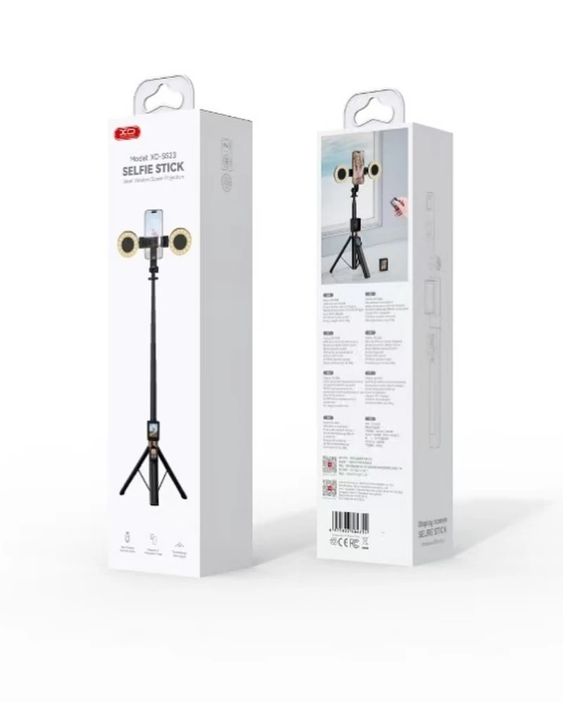 Xo ss23 stick de proiecție inteligent pentru ecran bluetooth / stick de selfie cu cameră (cu 2 lumini de umplere) negru 3