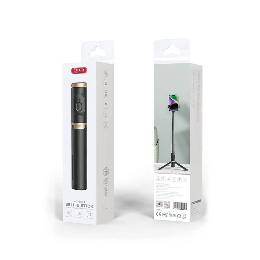 Xo ss14 stick selfie bluetooth cu trepied integrat, ranforsat și ascuns (tijă de aluminiu), 72 cm, negru 3