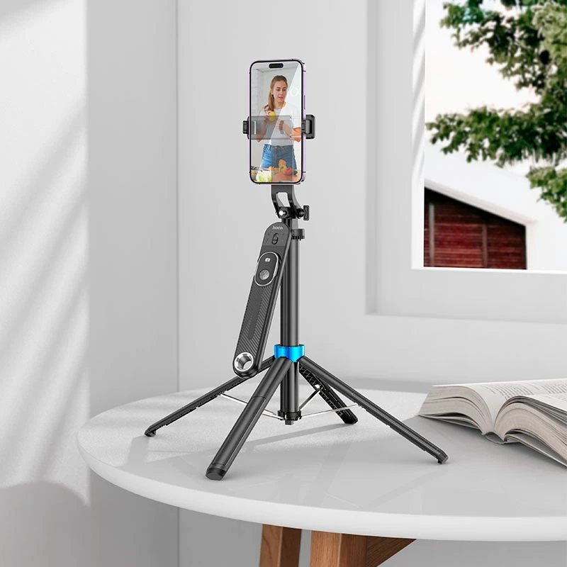 Подставка для прямых трансляций hoco k22 handy из алюминиевого сплава с защитой от дрожания, черная. 2