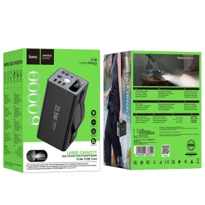 Многофункциональный внешний аккумулятор hoco j138 distant 22.5w+pd20w+dc12v (60000 мач), черный. Thumbnail 2