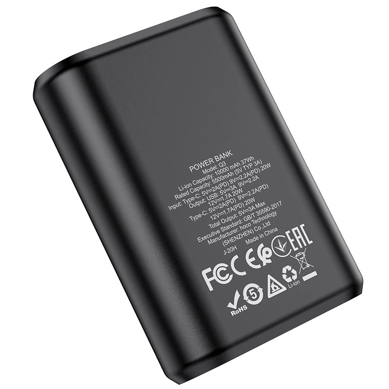 Внешний аккумулятор hoco q3 mayflower pd20w+qc3.0 (10000 мач), черный 3