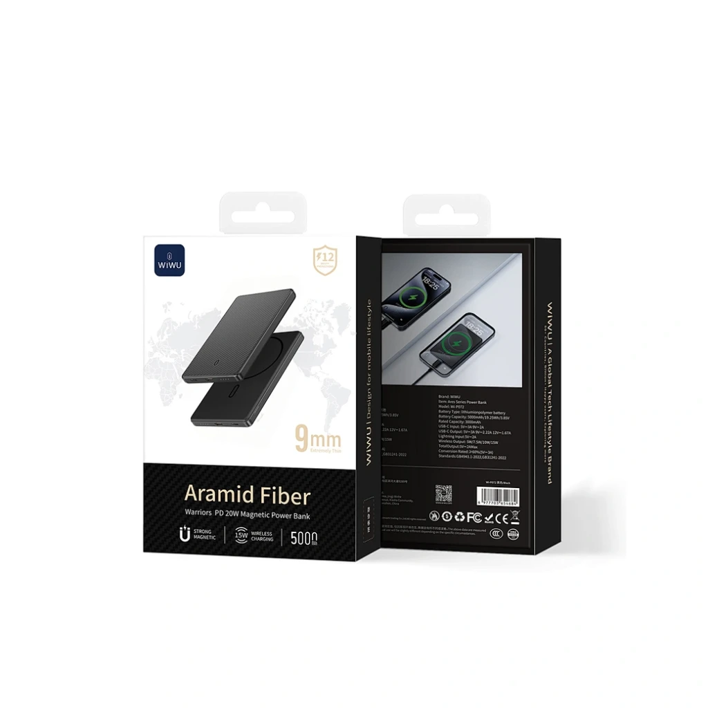 Power bank wiwu warriors pd 20w magnetic power bank wi-p072 5000mah black 2