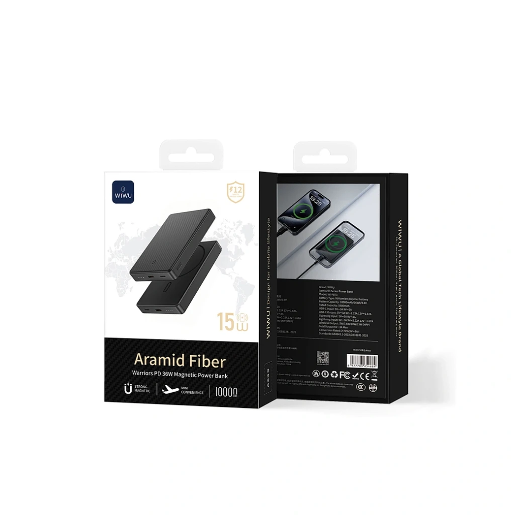 Acumulator extern magnetic wiwu warriors pd 20w wi-p073 10000mah negru 2