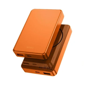 Acumulator extern magnetic ultra subțire wiwu p15-1 10000mah (3c) portocaliu