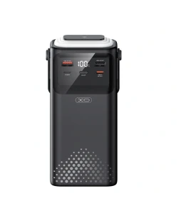 Xo pr285 pd20w+qc22.5w три входа и шесть выходов. в комплекте четыре кабеля + быстрая зарядка lightning. мобильный источник питания 30000 мач. черный.