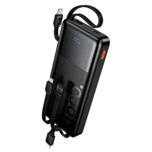 Внешний аккумулятор hoco j156 founder 22.5w+pd20w, полностью совместимый с power bank, с четырьмя кабелями (10000 мач), черный.