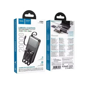 Внешний аккумулятор hoco j156a founder 22.5w+pd20w, полностью совместимый с power bank, с четырьмя кабелями (20000 мач), черный. Thumbnail 2