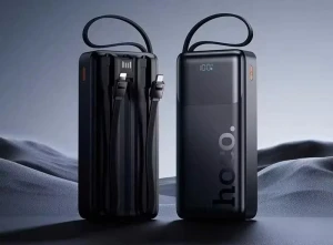 Внешний аккумулятор hoco j156a founder 22.5w+pd20w, полностью совместимый с power bank, с четырьмя кабелями (20000 мач), черный.
